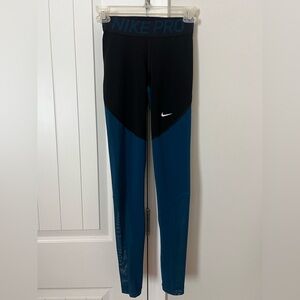 Nike Dri-FIT Black and Teal Leggings - Size XS